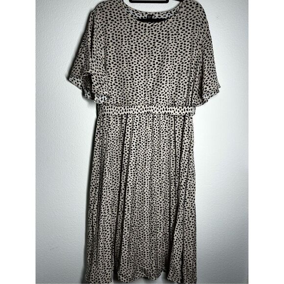 Shein Curve Bohemian Graphic Print Butterfly Sleeve Belted Dress Sz 4X Pink - Picture 1 of 15